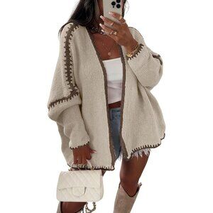 Stylish Colorblock Oversized Cardigan for Women – Perfect for Casual Chic Looks